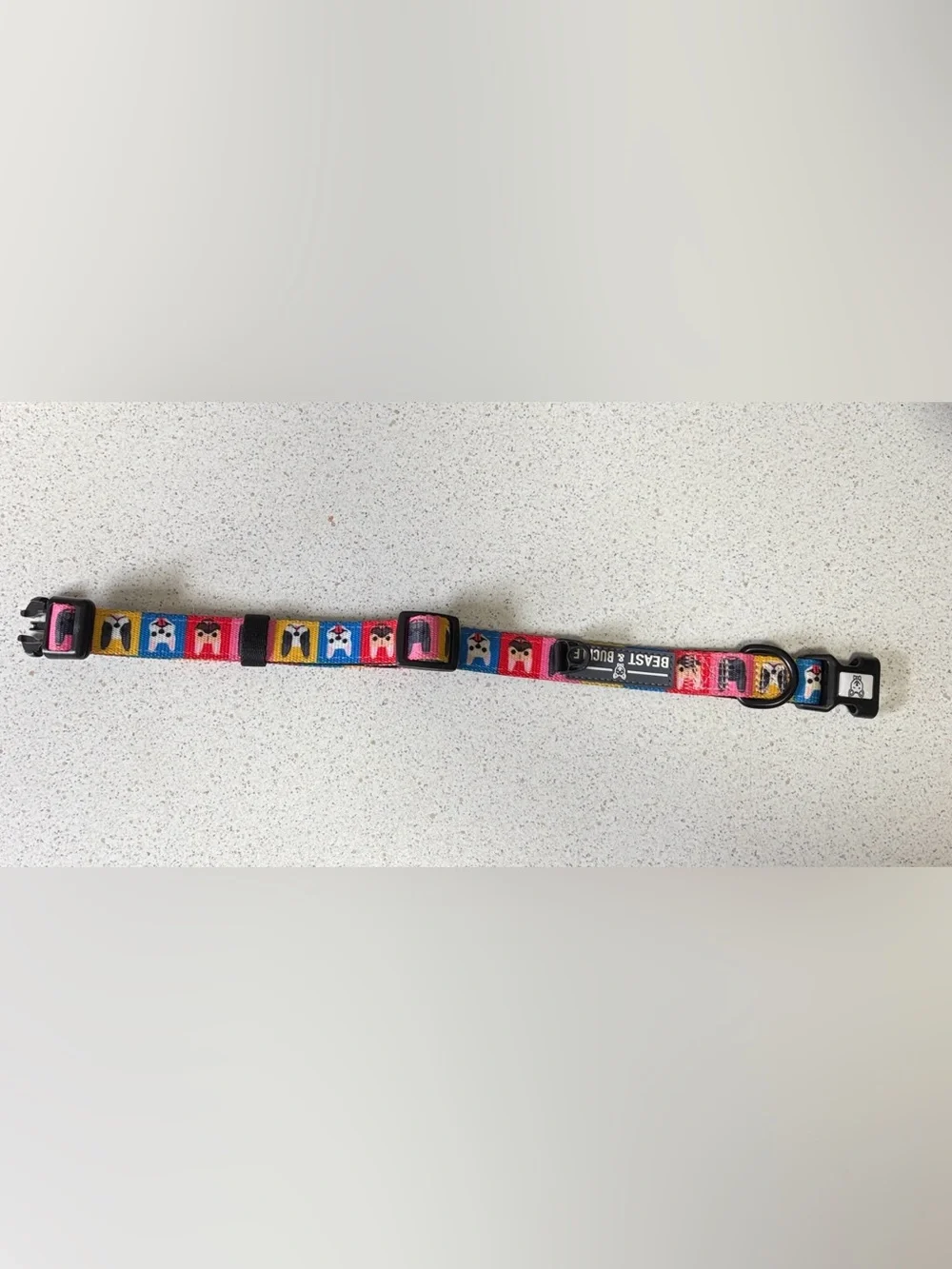 Beast & Buckle French Fam Dog Collar| Colorful Pet Collar with Cartoon Faces
